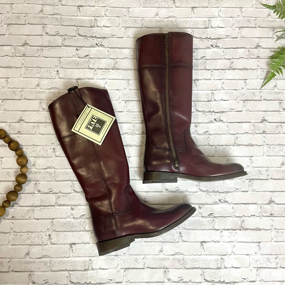 NWT Frye Jayden Tall Leather Boots Women's Size 5 1/2 Riding Moto Style Redwood